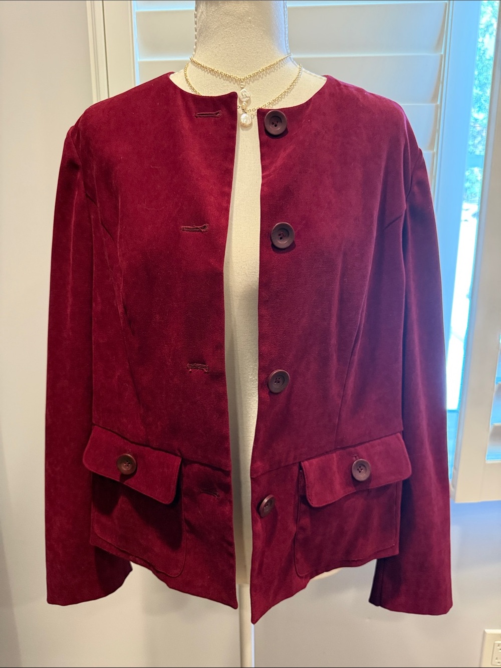 Vintage Burgundy Suede Blazer Jacket